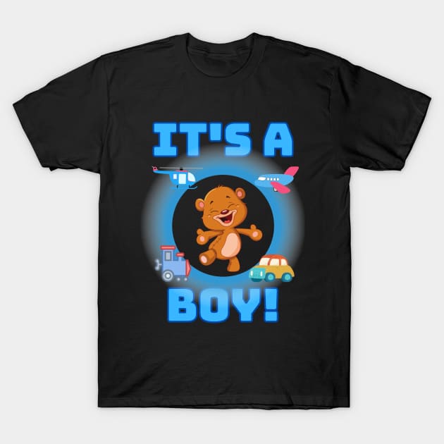 It's a Boy baby gender revealing in blue with a teddy bear T-Shirt by Shean Fritts 